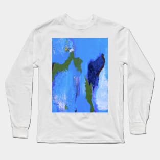 Blue to Blue Abstract Long Sleeve T-Shirt